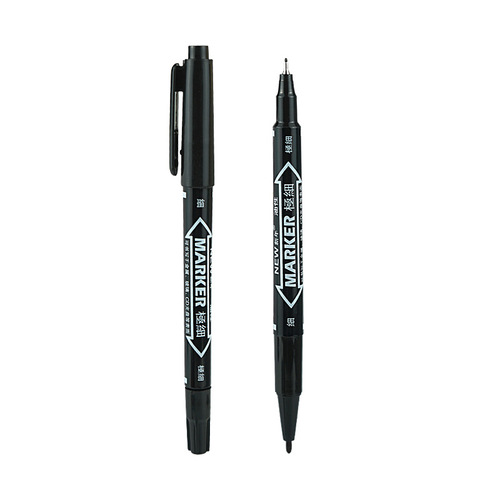 Small double-headed oil-based marker hook line pen black quick-drying water-based pen art marker pen painting boxed marker pen