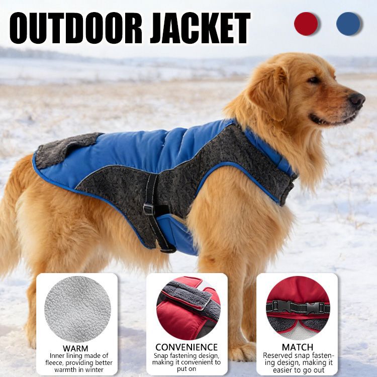 Warm Waterproof Reflective Striped Cotton Dog Coat Winter Wear Medium Sized Pet Clothing_voghion.com