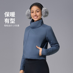 秋冬修身短款外套女轻盈保暖加厚休闲运动服健身百搭休闲瑜伽棉服