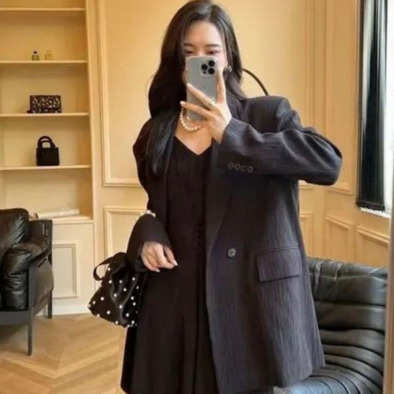 新品感西装套装女春秋新款休闲吊带裙西服外套气质显瘦两件套|undefined