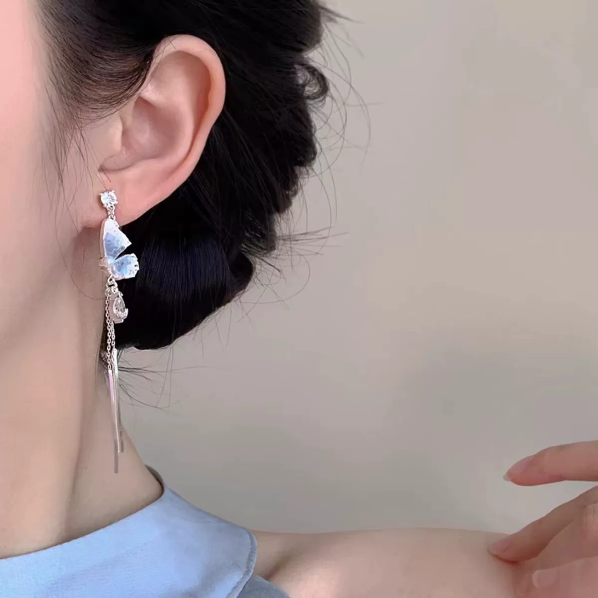 Заушные серьги из жемчуга, мушковая бусинка, серьги без прокола, французский стиль, легкая роскошь, стиль высокого качества