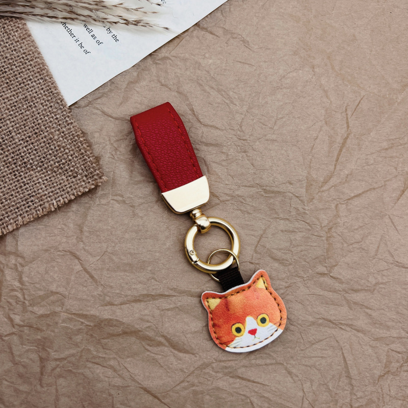 日系eco ute子猫シリーズのキーホルダーeminettかわいい革キーホルダー装飾バッグストラップ|undefined