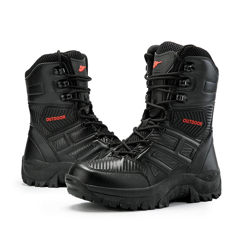 Botas militares de gran tamaño extranjeras antideslizantes y resistentes al desgaste para hombres al aire libre zapatos de montaña de alta altura para caminar a través de la carretera de trabajo botas de tendencia de ocio