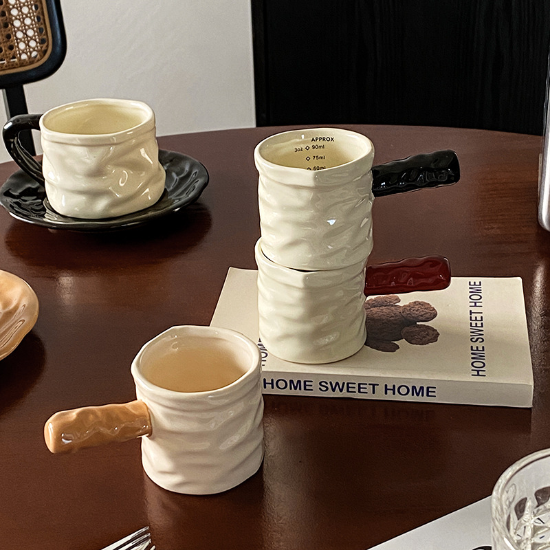 刻度高颜值咖啡小奶盅带刻度奶罐浓缩咖啡萃取杯精致陶瓷量杯奶壶