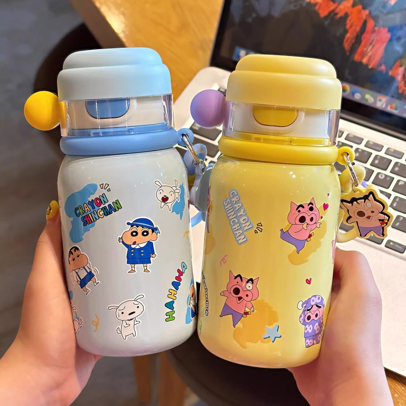 新款蜡笔小新保温杯女生高颜值吸管杯316不锈钢学生上学专用便携|undefined