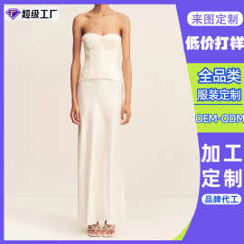 东莞工厂定制跨境女士超短裙象牙色短裙派对装束胸上衣半身裙