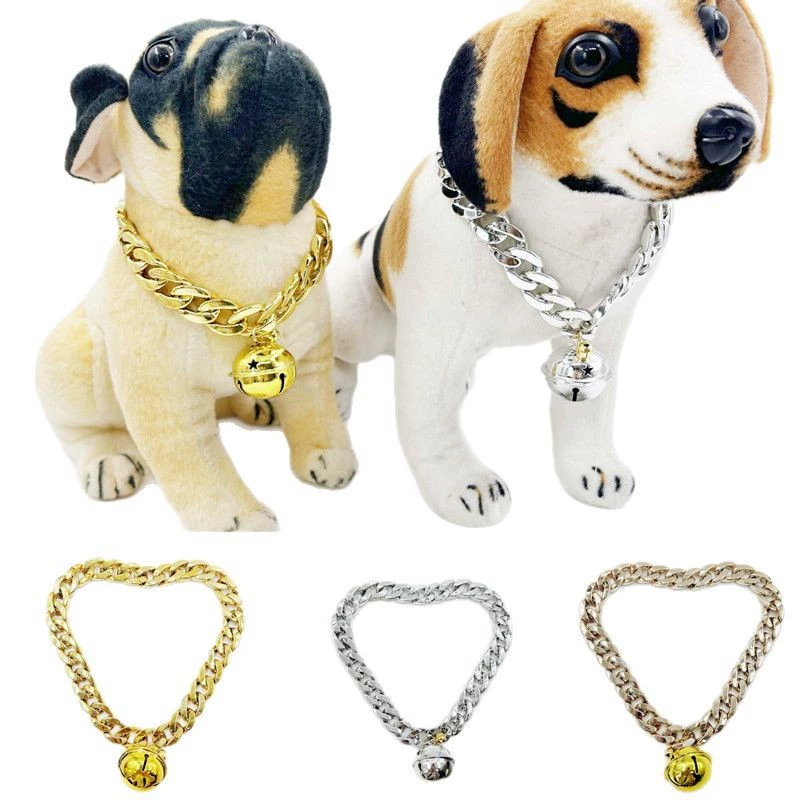 2023 Новая Игрушка Для Домашних Животных Большой Золотой Колоколье Ожерелье Кошка Тедди Фаду Лабрадор Собака Пластиковая Золотая Цепочка