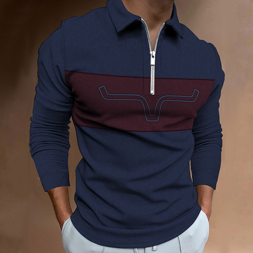 Sentido del diseño de verano nuevo estilo suelto casual salvaje moda nacional de manga larga cremallera POLO camisa MB14