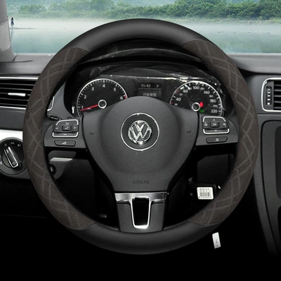Steering wheel cover, Steering Wheel Cover Suede - exclusively-for-the-public-round-black-and-brown-ultra-thin-suede-style-volkswagen-cc