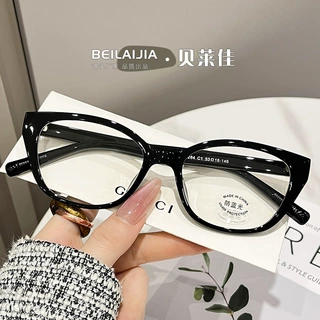 定制超轻复古TR90猫眼镜框高级感眼镜女防蓝光休闲日常显瘦简约眼