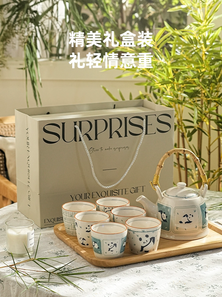  tea set for office, gift box in gift box for home use, teapot, cute tea cup