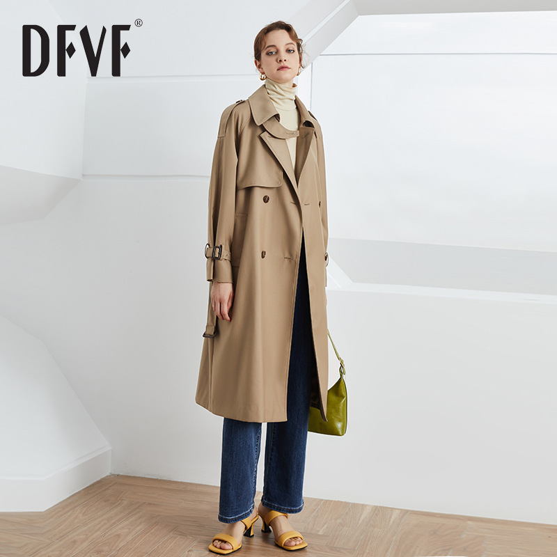 DFVF Yi Element 2023 Autumn and Winter New British Double-breasted Draped Loose Long Coat Women's Small DFVF Yi Element 2023 Autumn and Winter New British Double-breasted Draped Loose Long Coat Women's Small