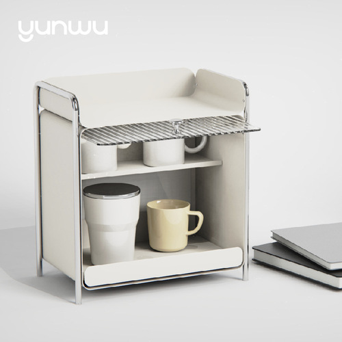 Wholesale kitchen countertop cup storage cabinet seasoning rack multifunctional light luxury door dustproof cup holder