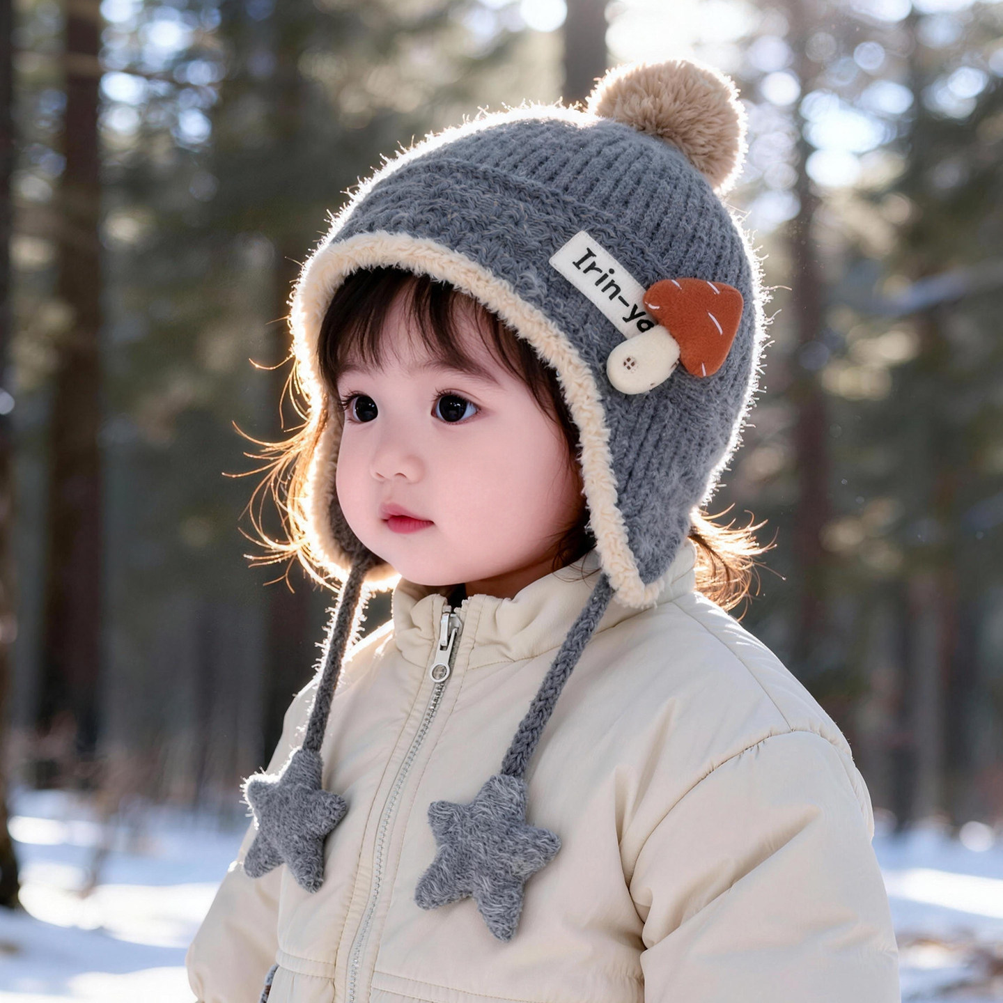 Children's Hats for Autumn and Winter, Warm and Thick Knitted Ear-Protecting Hats, Cute Cartoon Star Woolen Hats for Boys and Girls, Trendy