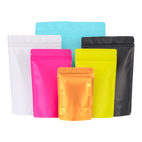 Colorful self-sealing bag frosted aluminum foil bag stand-up bone bag double-sided opaque food packaging bag bait seal pocket 