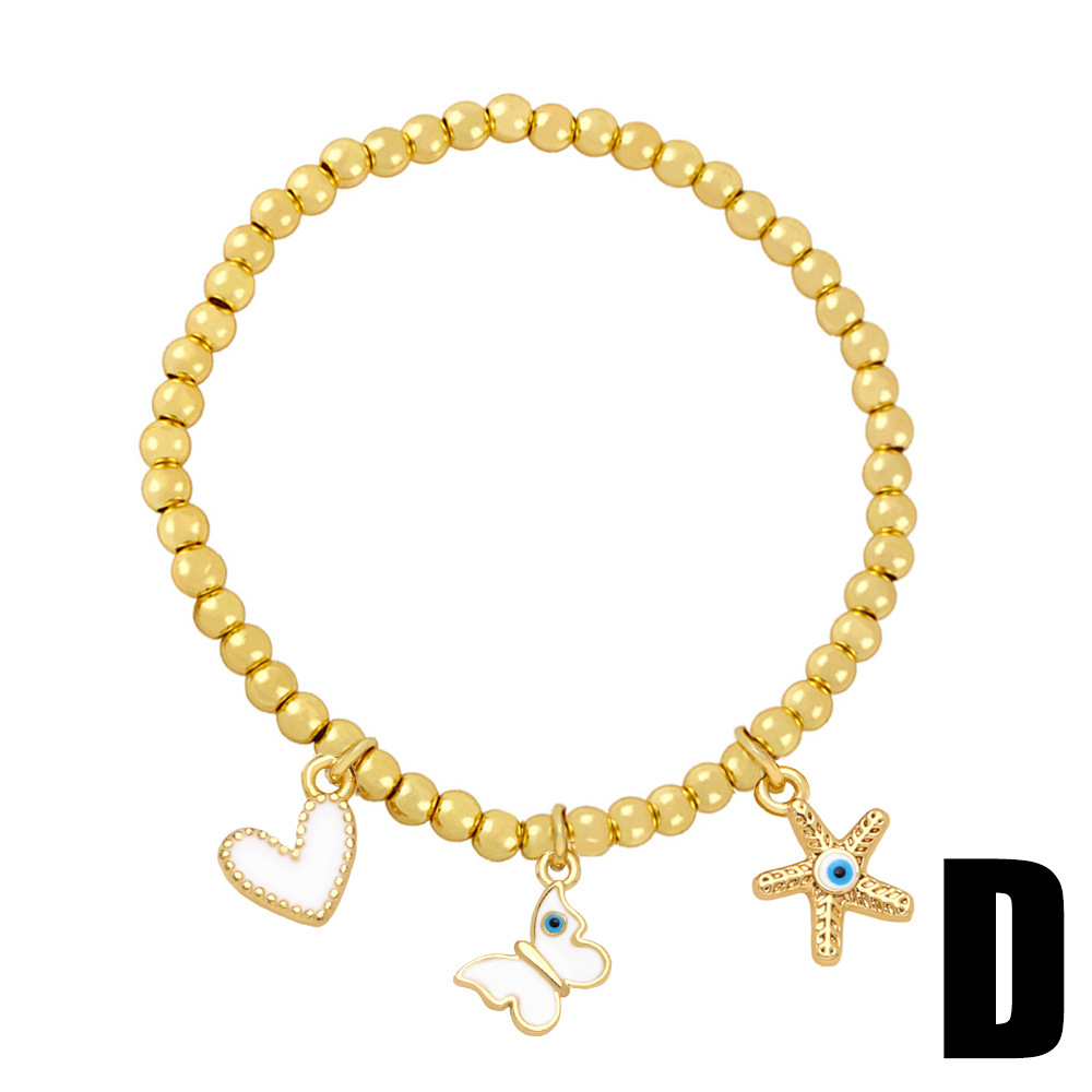 Fashion Eye Butterfly Elephant Copper Bracelets Beaded Gold Plated Zircon Copper Bracelets