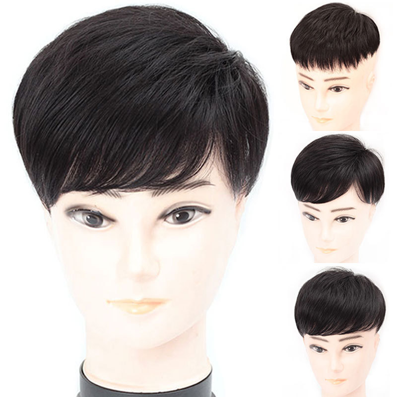 Wig men's head reissue piece short hair simulation wig piece spot wholesale handsome natural Men's reissue piece