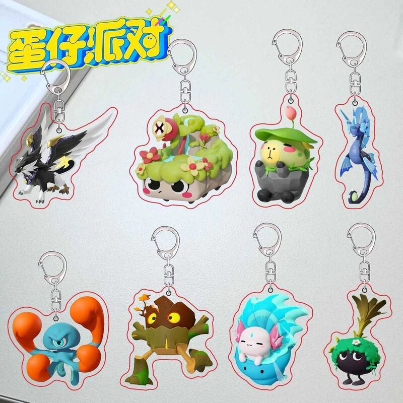 Egg Party Mythical Beast Abby Expression Keychain Cute Student Acrylic Backpack Pendant Decoration Gift Customization