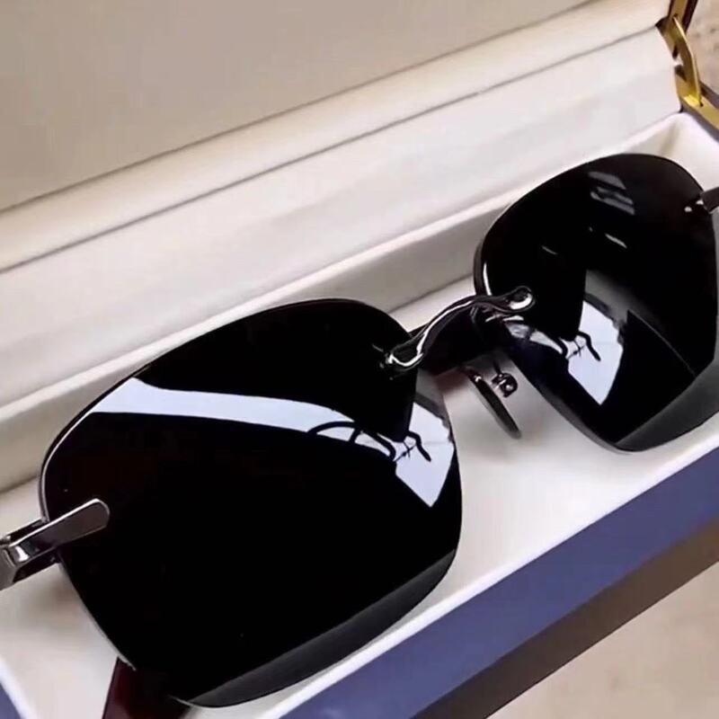 2025 New High-End Sunglasses Douyin Popular Rimless Edge-Cut Sunglasses for Men Drivers Driving and Fishing Sunglasses