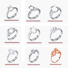 铜镀金戒指空托diy镶嵌蜜蜡绿松石琥珀南红戒指托开口男士方戒托