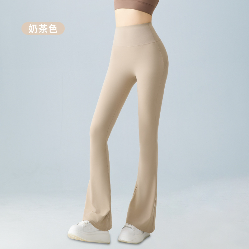 女性用クロスボーダーマイクロフレアパンツ、夏用ハイウエストドレープタイトヨガパンツ、アウターウェア、お腹引き締めヒップアップフレアパンツ|undefined