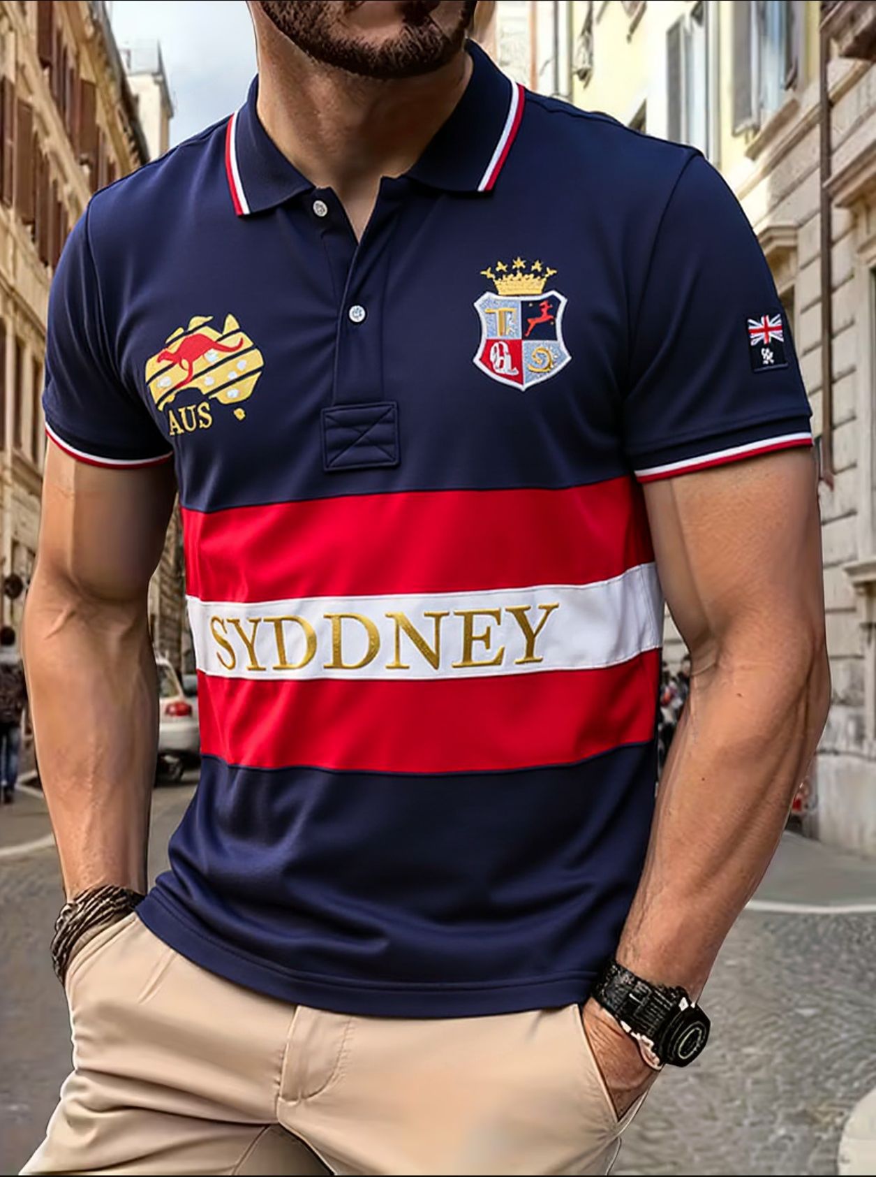 Polo homme rétro rayé casual manches courtes sport chic t-shirt_voghion.com