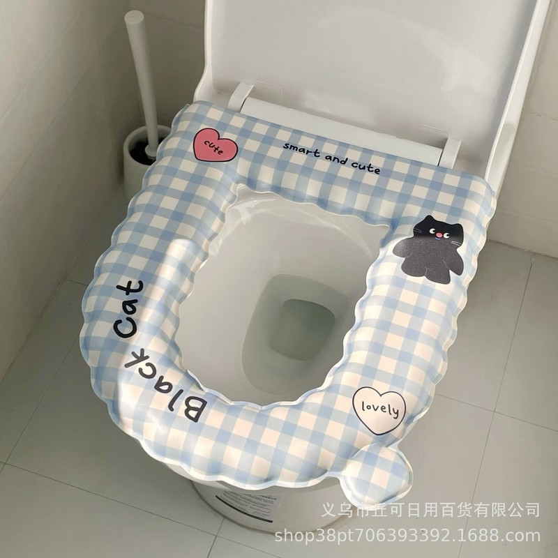 可爱花朵猫咪马桶垫四季通用防水粘贴式家用马桶坐垫厕所坐便垫子|undefined