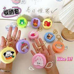 Cute round silicone coin purse, portable mini student coin bag, key bag, headphone data cable bag