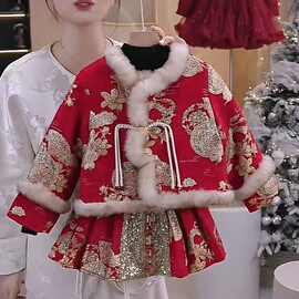 儿童礼服女童加绒加厚新年年服拜年服儿童冬款