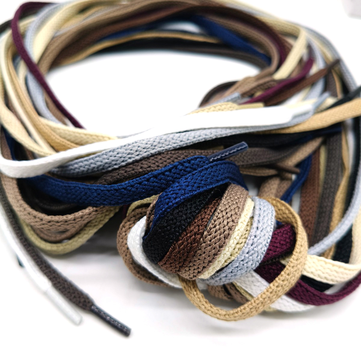 120 colores spot 7 / 10mm poliéster teñido de doble capa hueco de cuerda plana de playa cintura cuerda de tirado cordones de zapatos cuerda de chaqueta