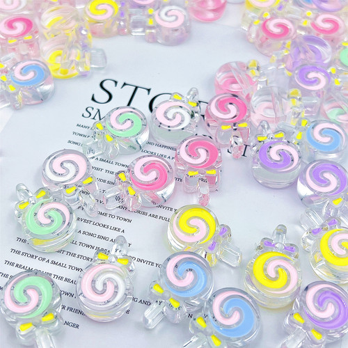 Droplet-shaped lollipop cartoon acrylic transparent beads with holes DIY bracelet stringing beads hair accessories components materials