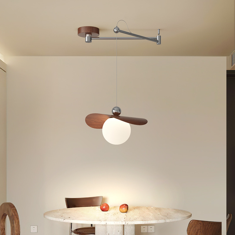 Lámpara de comedor desmontable, mesa de comedor de estilo cremoso, estilo antiguo francés, rockero creativo simple, candelabro de nogal