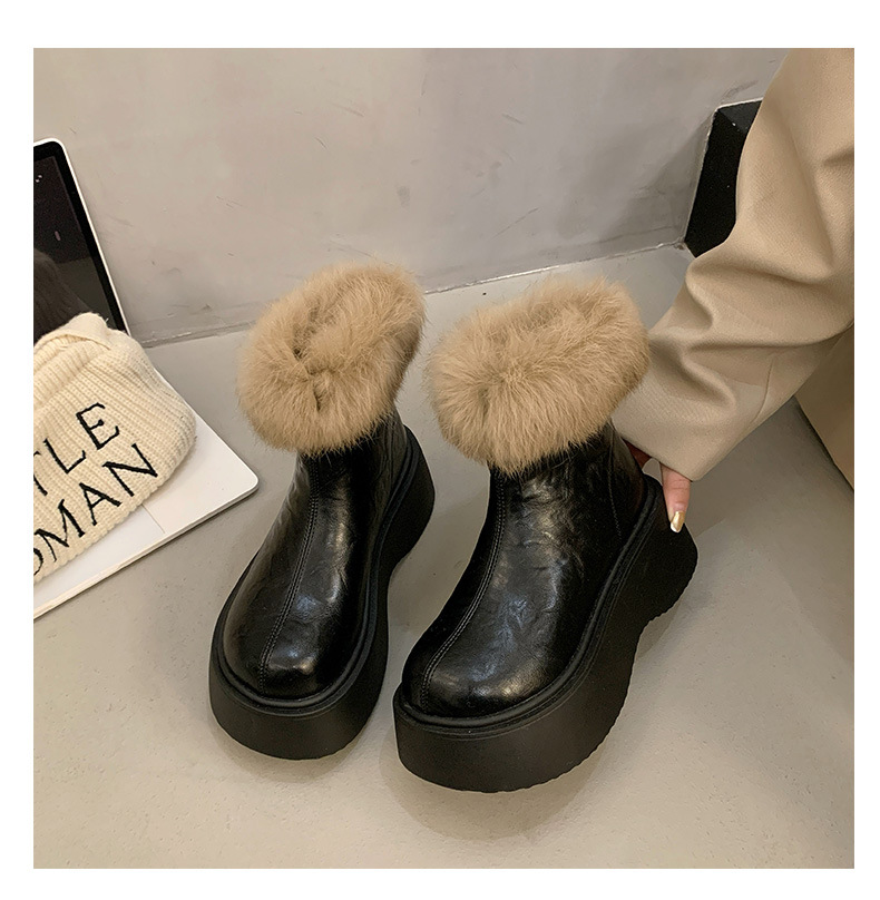 Botas finas elásticas con forro polar grueso y tacones altos, nuevas botas Martin de invierno 2024, zapatos de algodón cálidos para la nieve_voghion.com