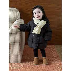 宝宝羽绒棉服2025冬季新款轻薄保暖外套男童女童熊耳朵中长款棉衣