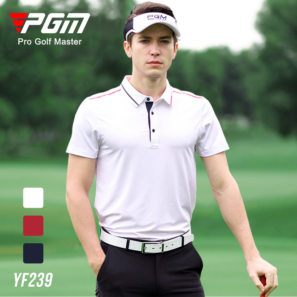 Áo thun nam ngắn tay thể thao golf vải thoáng khí — YF246 nam tay ngắn thoáng khí màu trắng xanh, YF237 nam sọc cổ tay ngắn màu đen, YF239 nam tay ngắn thoáng khí màu xanh nước biển, YF239 nam tay ngắn thoáng khí màu đỏ thẫm