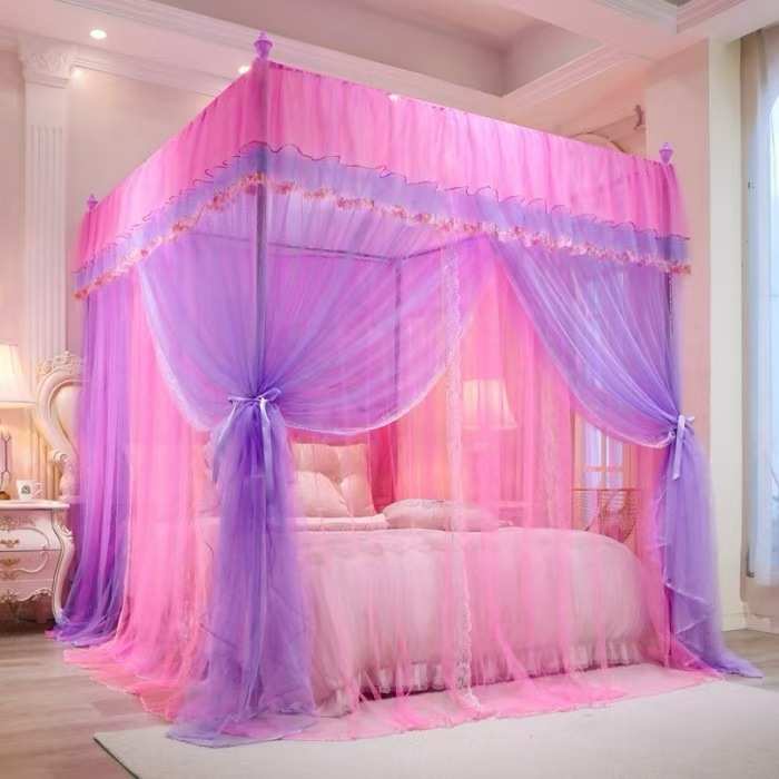 Summer princess wind floor-to-ceiling mosquito net three-door encryption reinforced bed curtain mosquito net yarn bill double children's bed
