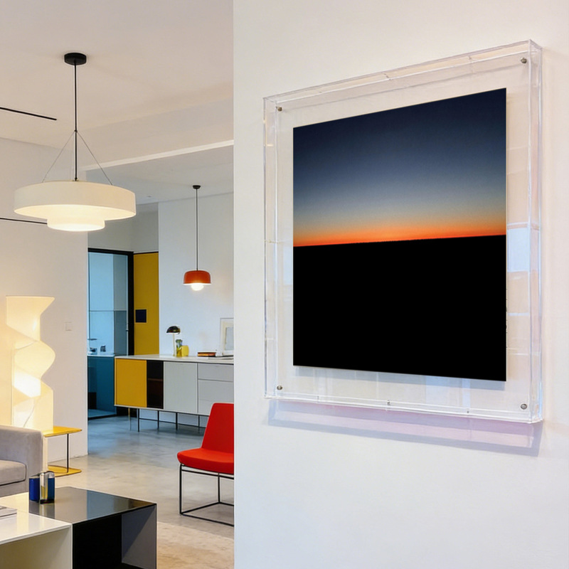 Photographic light gradient sunrise wall painting, acrylic frame decorative painting, modern minimalist living room wall art, entrance hall painting Photographic light gradient sunrise wall painting, acrylic frame decorative painting, modern minimalist living room wall art, entrance hall painting
