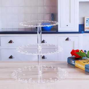 Transparent Acrylic 3-4 Layer Flower Cake Stand Baby Birthday Party Dessert Display Stand