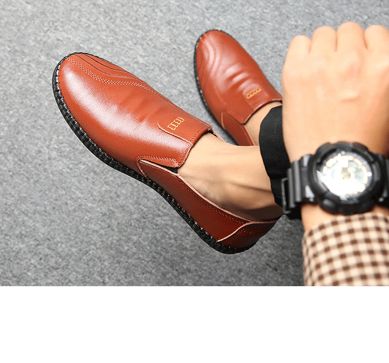 2025 Summer Casual Versatile Business Breathable Genuine Leather Slip-On Soft Sole Men's Shoes_vogvips.com