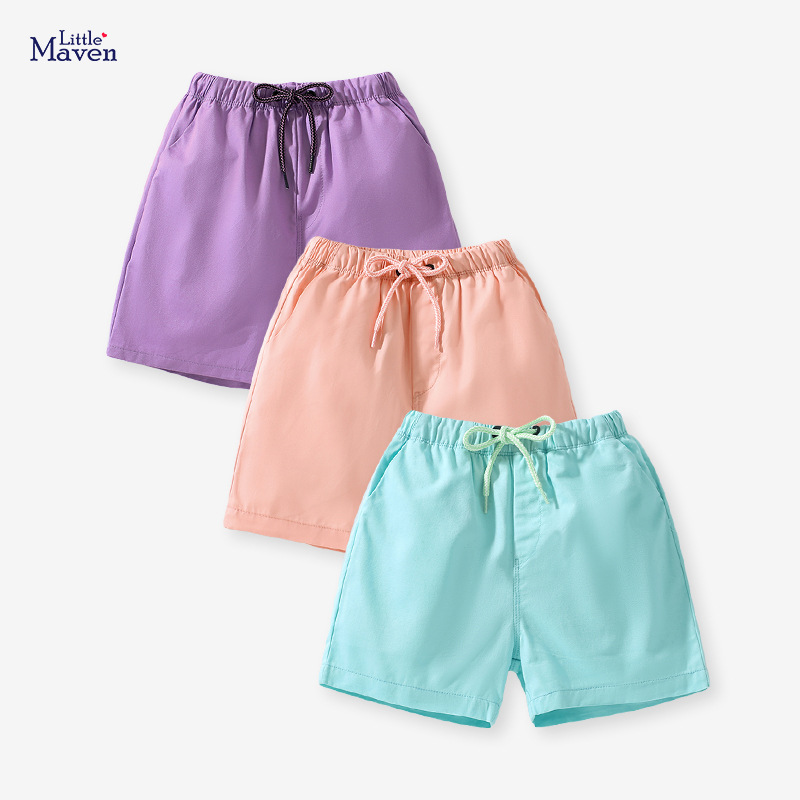 Little maven儿童裤子一件代发夏季欧美男童童装纯色透气男童短裤