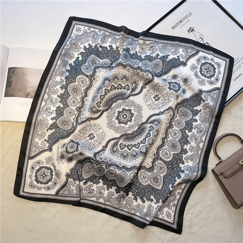 Pañuelo cuadrado pequeño occidentalizado, pañuelo de seda, pañuelo de seda de imitación para mujer, chal estampado, pañuelo de protección solar, diadema,_voghion.com