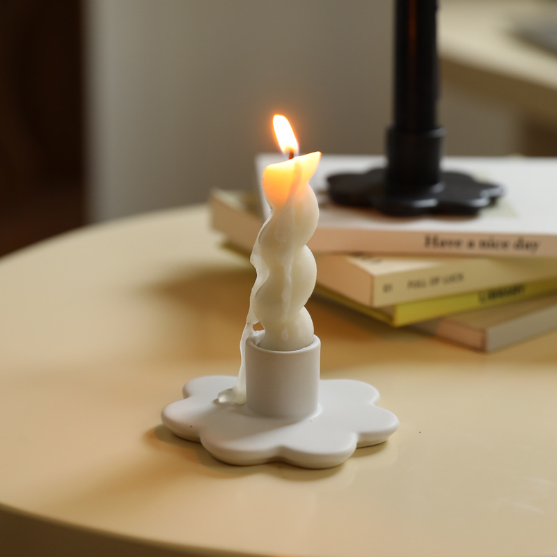 Medieval estilo blanco y negro decoración de mesa de cerámica decoración de mesa retro decoración suave artesanía creativa asiento de vela