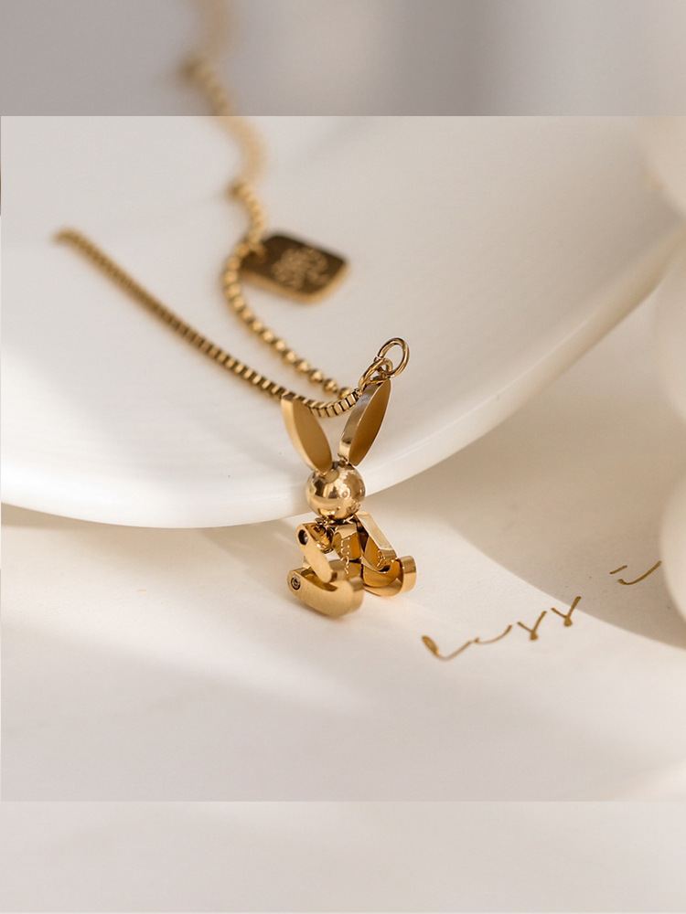 Fashion Rabbit Titanium Steel Plating Pendant Necklace display picture 2