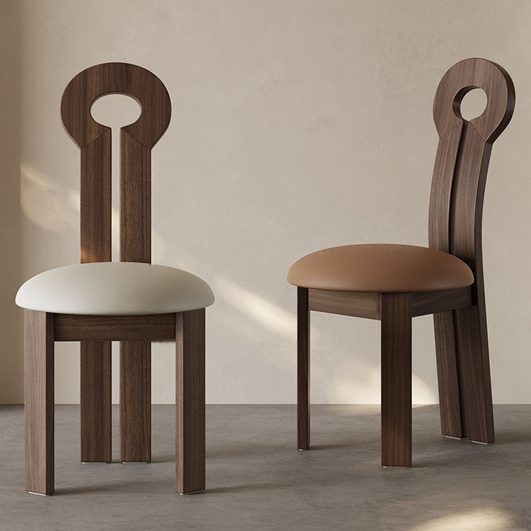 復古實木餐椅侘寂風椅子家用設計師靠背椅創意梳妝簡約鑰匙椅