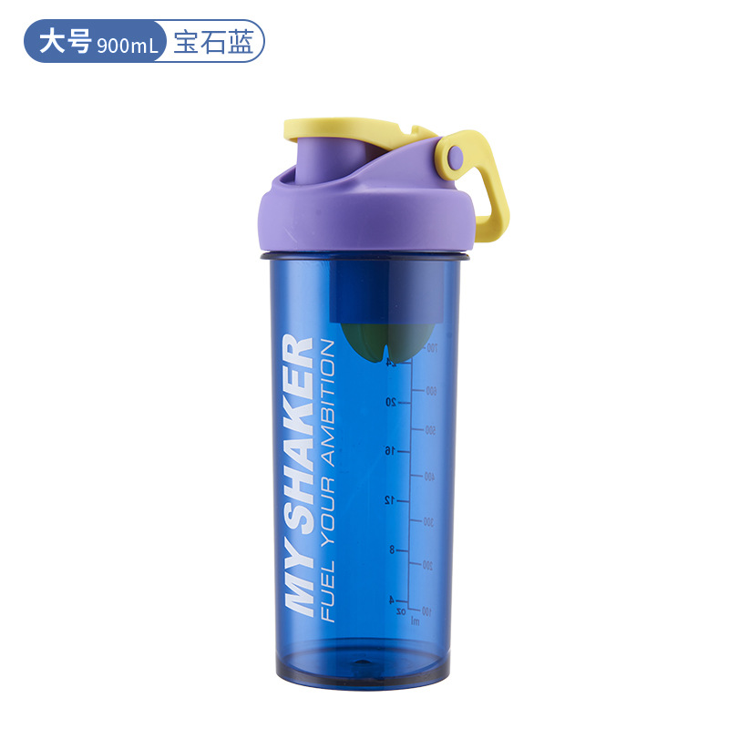 Taza de batido a prueba de fugas sellada con tapa de agitación conveniente taza de agua deportiva de acondicionamiento físico al aire libre con mango hervidor de agua de gran capacidad