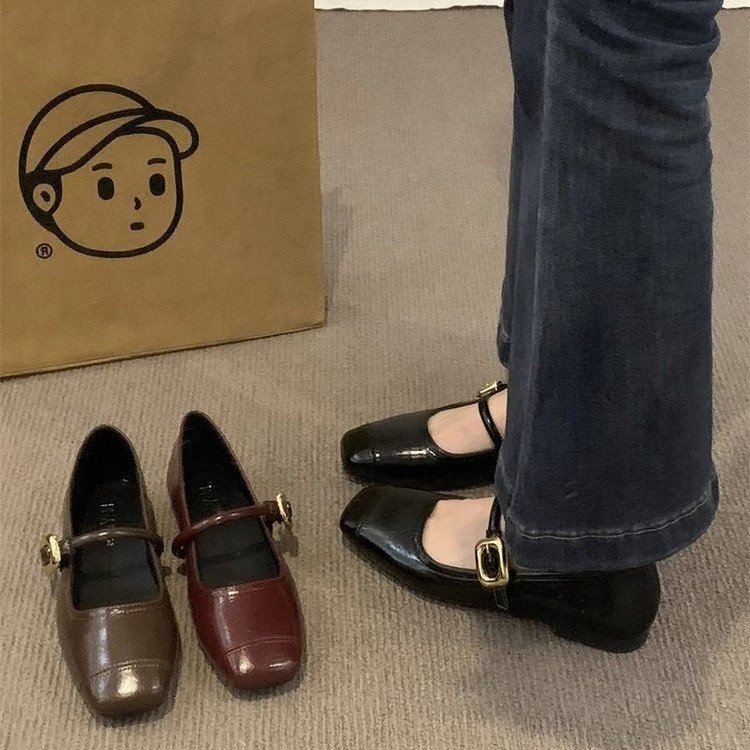 New Cross-border Flat Loafers, Square-toed Women's Low-cut Slip-on Shoes, Versatile Single Shoes_vogvips.com