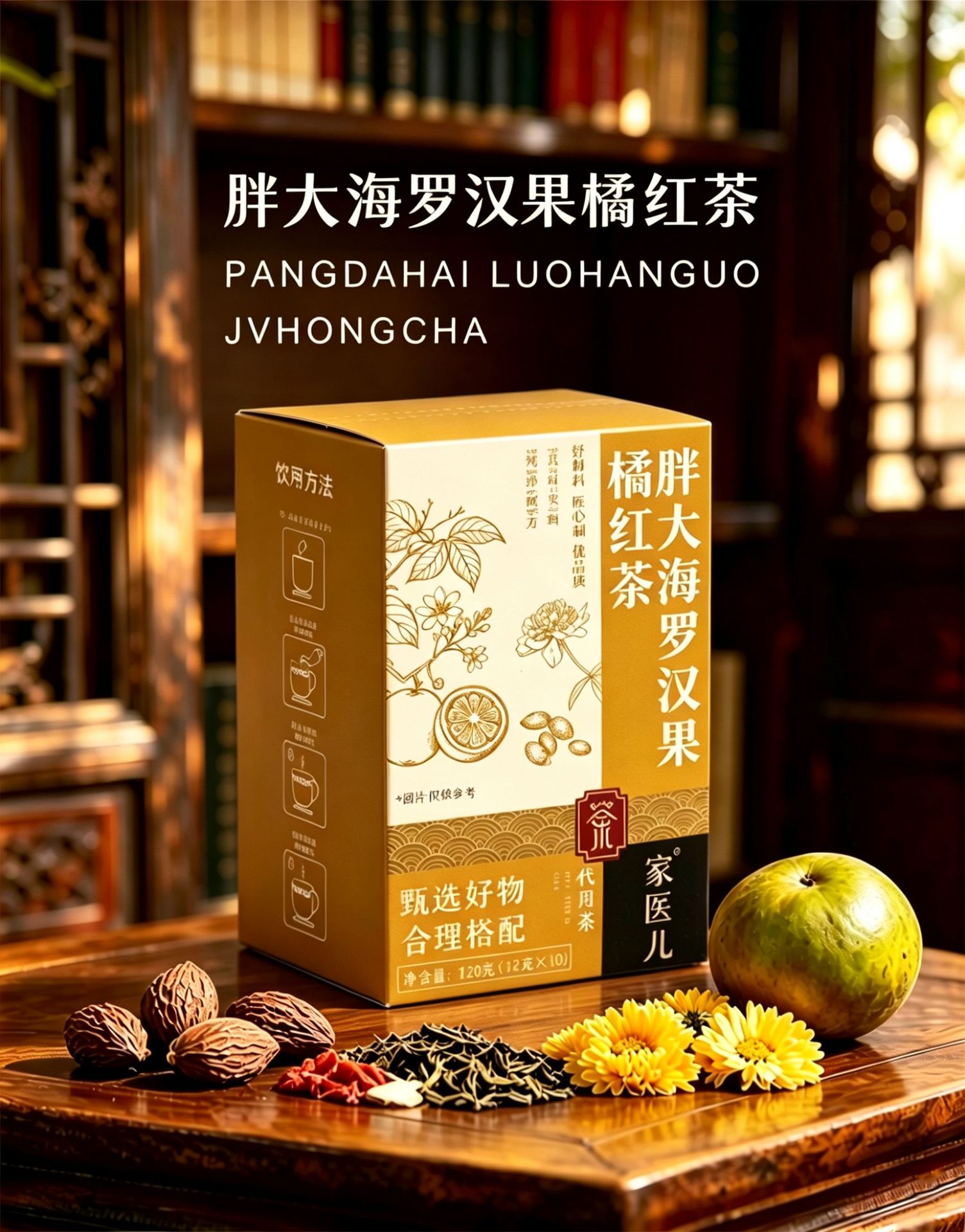 Pang Da Hai Luo Han Guo Ju Hong Herbal Tea Bags 120g Sugar Free Hot Brew Wellness Tea key features