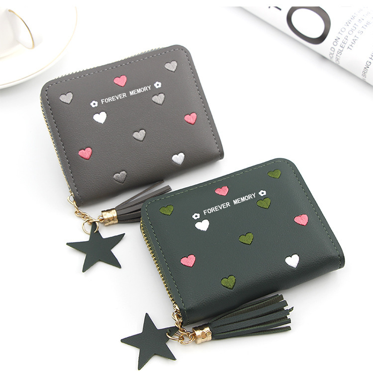 Women's Heart Shape Pu Leather Ornament Zipper Coin Purses display picture 5