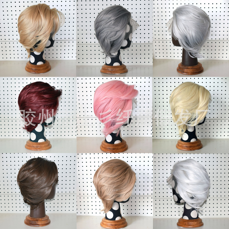 Hand Hook Wig Front Lace Boy Round Head Universal Short Hair Master Gay Easy Style Photo Photography cosplay