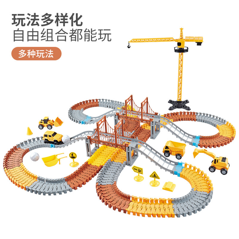 Transfronterizos infantiles ferroviarios eléctricos juguete tema de ingeniería DIY montaña rusa paraíso de montaña rusa